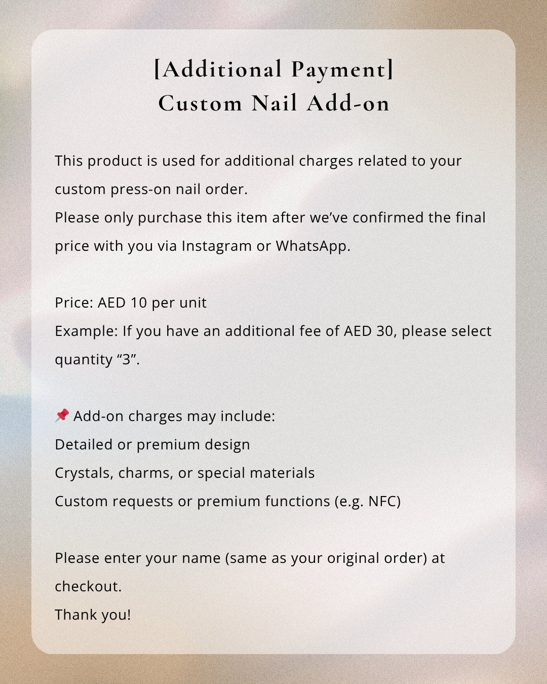 [Additional Payment] Custom Nail Add-on